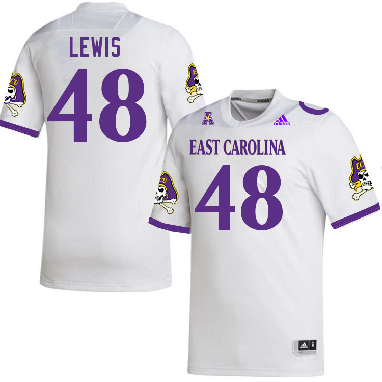 #48 Landon Lewis East Carolina Pirates College Football Jersey Stitched-White